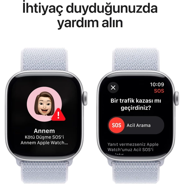 Apple Watch Series 10 Gps 46MM Silver Aluminium Case With Blue Cloud Sport Loop - 6