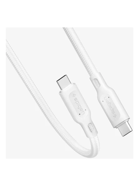 Spigen USB-C to USB-C 1.5 Metre Örgü Kablo 60W Güç / PPS 2.0 Super Hızlı Şarj / Data Type-C Ekstra Dayanıklı DuraSync C11C1 White - 000CA25703