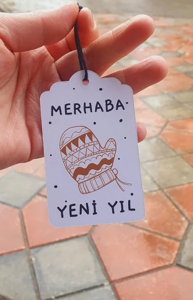 Yılbaşı delikli kart 6 adet -türkçe model - Yeni yıl hediye kartı - Yılbaşı kartı - yeni yıl tebrik kartı / not kartı / özel gün ürün görseli