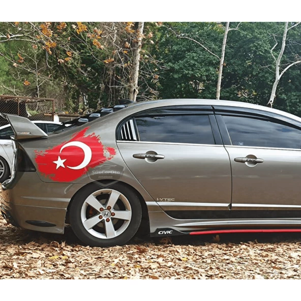 Honda Civic FD6 2006-2011 Uyumlu Kelebek Cam Izgarası Kelebek Cam Vizörü Havalandırma Sağ Sol Takım Parlak Siyah - Resim 4