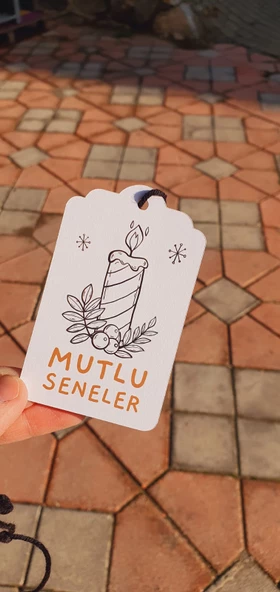 Yılbaşı delikli kart 6 adet -türkçe model - Yeni yıl hediye kartı - Yılbaşı kartı - yeni yıl tebrik kartı / not kartı / özel gün - 9