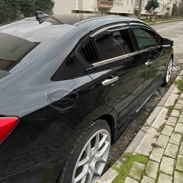 Honda Civic FB7 2012-2016 Uyumlu Kelebek Cam Izgarası Kelebek Cam Vizörü Havalandırma Sağ Sol Takım Parlak Siyah - Resim 4