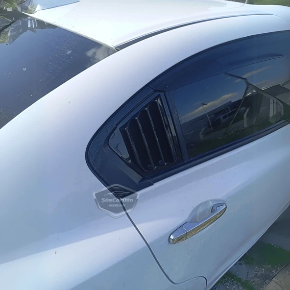 Honda Civic FB7 2012-2016 Uyumlu Kelebek Cam Izgarası Kelebek Cam Vizörü Havalandırma Sağ Sol Takım Parlak Siyah - Resim 5