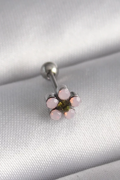 Gümüş Renk Zirkon Taşlı Çiçek Tragus Piercing - EBJ241123W29428 ürün görseli