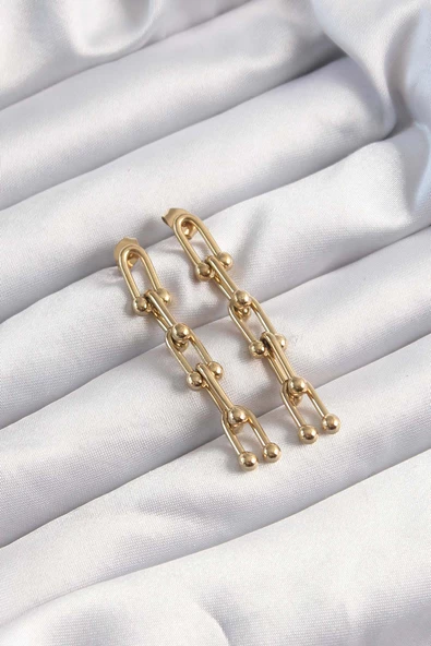 Altın Renk Sallantılı Tiffany Model Küpe - EBJ241123W28275 - Resim 2