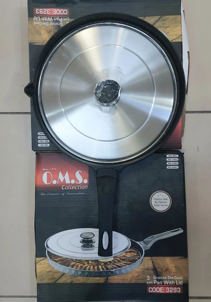 OMS 3293 Çevirme Kapaklı Bazlama Gözleme Balık Tavası Döküm 34 Cm Siyah