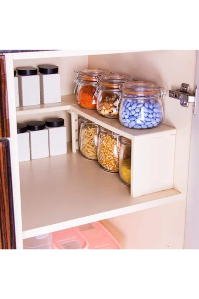 Deco raf düzenleyici organizer 2 farklı kullanım çok amaçlı dolap içi düzenleyici - 7