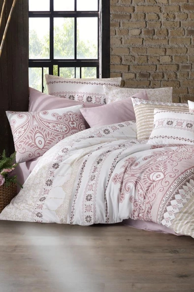 Hermes Çift Kişilik Nevresim Takımı Pudra ürün görseli