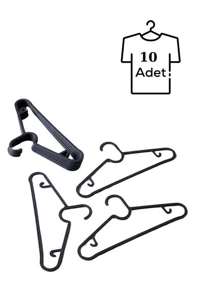 Mithra Life 10 Adet Plastik Siyah Elbise Gömlek Pantolon Askısı MIT1128 - 2
