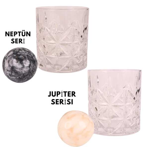 Perlotus 2’li Kristal Viski Bardağı Küre Mermer Viski Taşı Seti Sandıkta Yeniyıl Hediyesi - 2