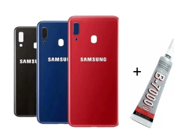 SAMSUNG A20 Arka Batarya Pil Kapağı KIRMIZI (B7000 15 ML Yapıştırıcı)