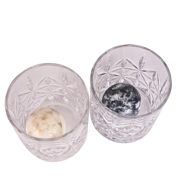Perlotus 2’li Kristal Viski Bardağı Küre Mermer Viski Taşı Seti Sandıkta Yeniyıl Hediyesi - 3