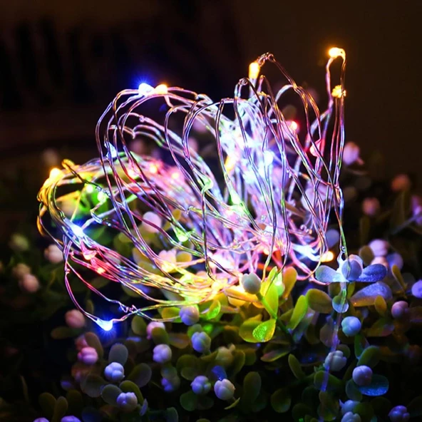 Solar Güneş Enerjili DışBahçe Aydınlatma Su Geçirmez 10Metre 100led Çok Renkli - 2