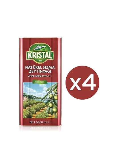 Kristal Dolgun Güçlü Natürel Sızma Zeytinyağı 5 lt 4'lü