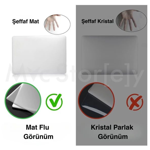 Macbook Air M1 Kılıf 13 inç Mat Buzlu Flu (TouchID'li M1 Air) A2337 A2179 A1932 ile Uyumlu - 9