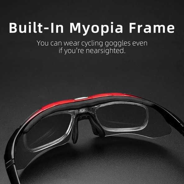 Rockbros Polarize %100 UV korumalı Mavi 5 LENSLİ Bisiklet Spor Dağ Kayak Gözlüğü - 4