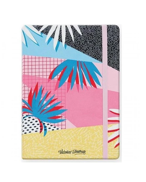 Victorias Sert Kapaklı Çizgili Bloknot No:20