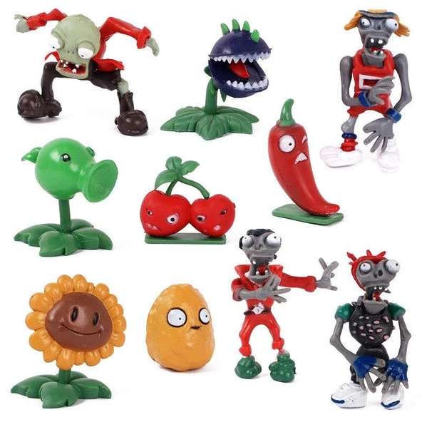 Plants And Zombies zombiler+ Bitkiler 10 adet 3-7 cm figur set