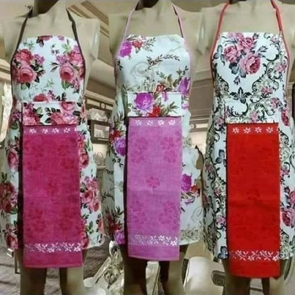 NİVEMESHOME PEMBE KADİFE HAVLULU MUTFAK ÖNLÜĞÜ - 5