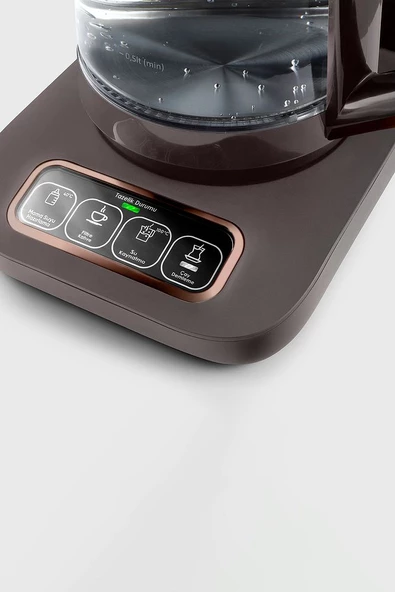 Çaysever Robotea Pro Connect 4 in 1 Konuşan Cam Çay Makinesi Walnut Brown Kahvarengi - 6