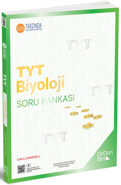 Üç Dört Beş YKS TYT Biyoloji Soru Bankası Video Çözümlü - Erdinç Çakıroğlu Üç Dört Beş Yayınları