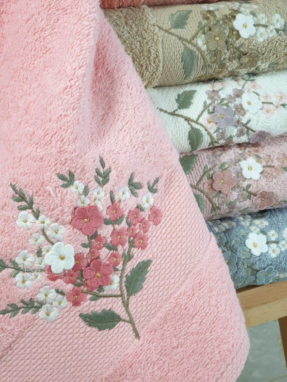 BEGENALHOME Zara 3D Nakışlı 6lı El ve Yüz Havlu Seti 50 x 90 cm Pamuklu - 2