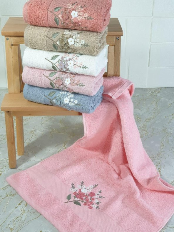 BEGENALHOME Zara 3D Nakışlı 6lı El ve Yüz Havlu Seti 50 x 90 cm Pamuklu - 3