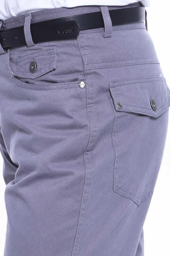 Wessi Erkek Cep Kapaklı Slim Fit Desensiz Süet Pantolon - 2