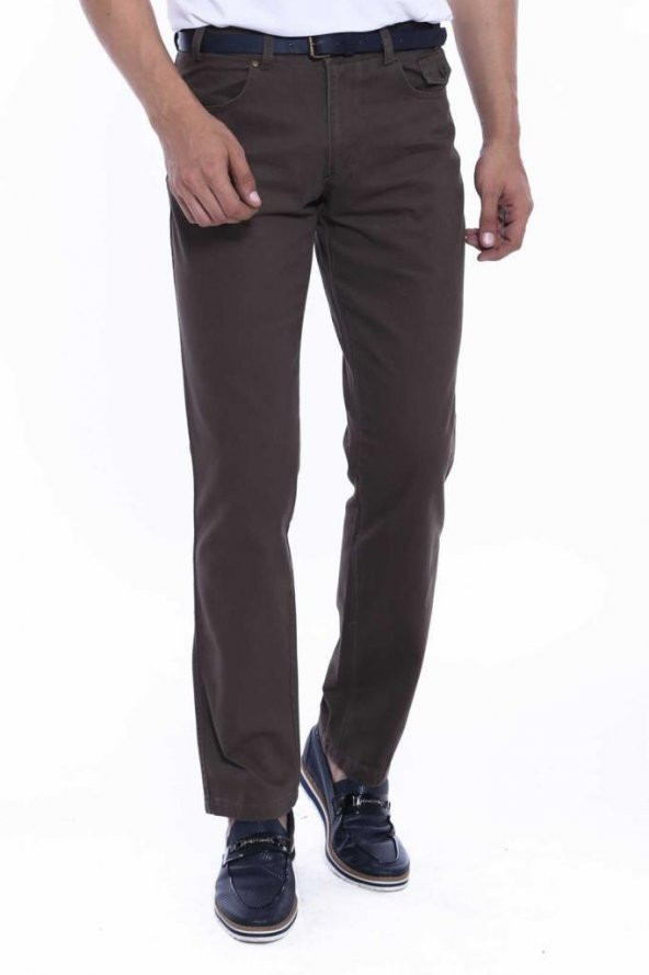 Wessi Erkek Cep Kapaklı Slim Fit Desensiz Süet Pantolon - 3