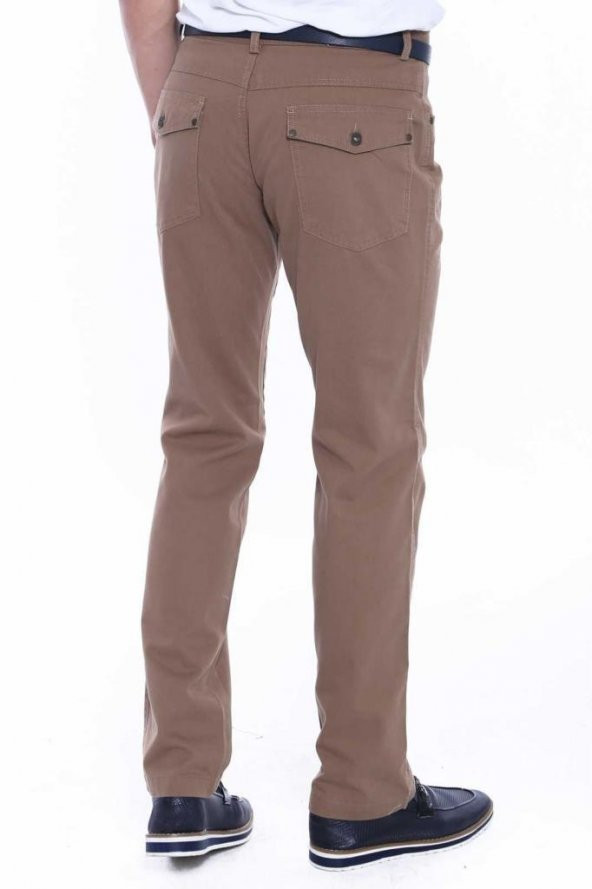 Wessi Erkek Cep Kapaklı Slim Fit Desensiz Süet Pantolon - 8