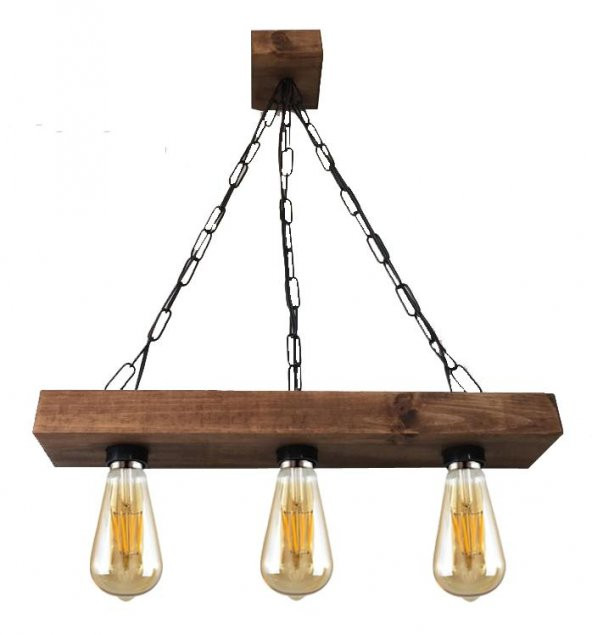 BfdWooD Avize 3lü Dekoratif Masif Avize - 3