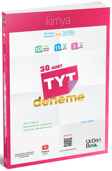 Üç Dört Beş YKS TYT Kimya 30 Deneme - Bülent Demir Üç Dört Beş Yayınları