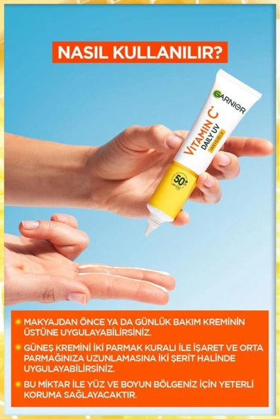 Garnier C Vitamini Parlak Günlük Güneş Koruyucu Fluid Yüz Kremi Görünmez Doku SPF50+ 40 ml - 8