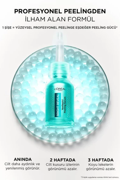 L'Oreal Paris Bright Reveal Koyu Lekelere Karşı Hızlı Etkili Yenileyici Peeling Serum 25% Aha + Bha + Pha 25 ml - 3