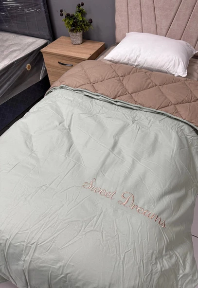 Clasy Saten %100 Pamuk Ranforce Tek kişilik Yorgan Sweet Dreams V2 Yeşil-Kahve - 2