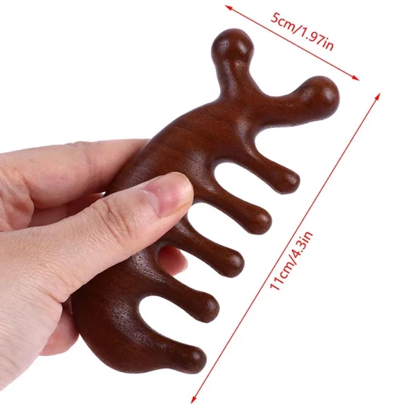 Ahşap Sandal Ağacı Gugu Masaj Yüz Masaj Gua Sha Saç Tarağı Model 3 - Resim 2