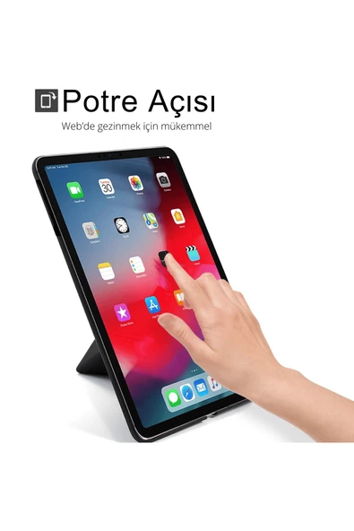 iPad Air 4 10.9 inç Uyumlu Renkli Karbon Trifolding Kalem Bölmeli Tablet Kılıfı - Resim 5