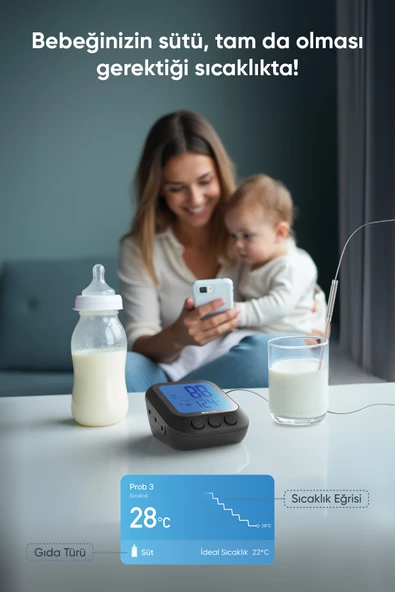 Şımart Akıllı Gıda Termometresi - Yemek, Et, Izgara Ve Bebek Maması - 6