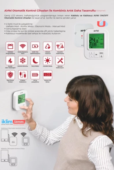 Airfel Haftalık Programlı Kablolu Oda Termostatı GSK-1701 - 3
