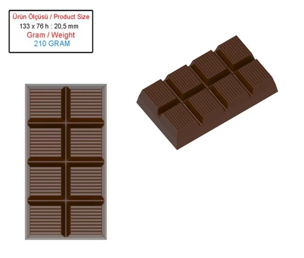 ORİJİNAL POLİKARBON DUBAİ ÇİKOLATA KALIBI 3 LÜ (210 GR) - Resim 2
