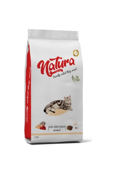 natura Düşük Tahıllı Somonlu Hamsili Ve Böğürtlenli Kısırlaştırılmış Yetişkin Kedi Kuru Maması 2.25