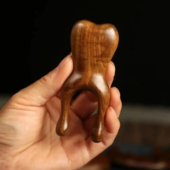 Ahşap Sandal Ağacı Gugu Masaj Yüz ve Burun Gua Sha Masaj Aparatı - 4