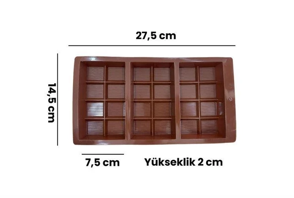 ORİJİNAL SİLİKON DUBAİ ÇİKOLATA KALIBI 3 LÜ (200 GR) - 2