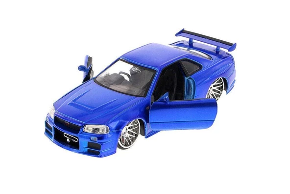 Jada 1:24 Hızlı Ve Öfkeli Fast And Furious Brian's Nissan Skyline GT-R [BNR34] Mavi Model Araba - 3