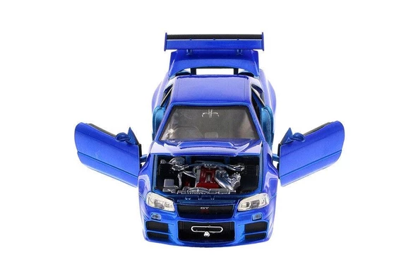 Jada 1:24 Hızlı Ve Öfkeli Fast And Furious Brian's Nissan Skyline GT-R [BNR34] Mavi Model Araba - 5