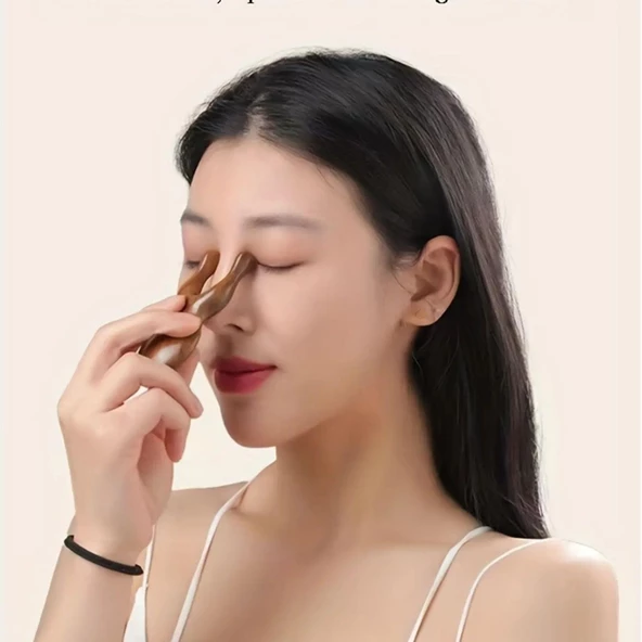 Ahşap Sandal Ağacı Gugu Masaj Yüz ve Burun Gua Sha Masaj Aparatı - 3