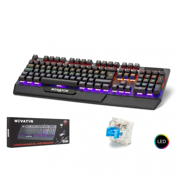 NOVATOR G505 OYUN KLAVYE MEKANİK RGB VE BLUE SWITCH Q - 1
