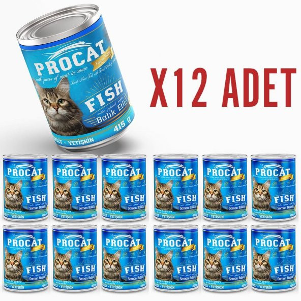 Procat Somon Balıklı Konserve Yetişkin Kedi Maması 12 x 400 G