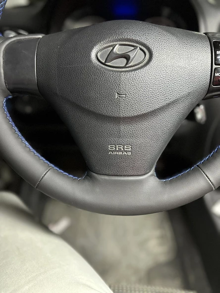 Hyundai Accent Era Araca Özel Direksiyon Kılıfı (NAPA DERİ MAVİ DİKİŞLİ) - Resim 6