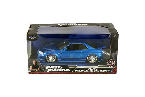 Jada 1:24 Hızlı Ve Öfkeli Fast And Furious Brian's Nissan Skyline GT-R [BNR34] Mavi Model Araba - 2